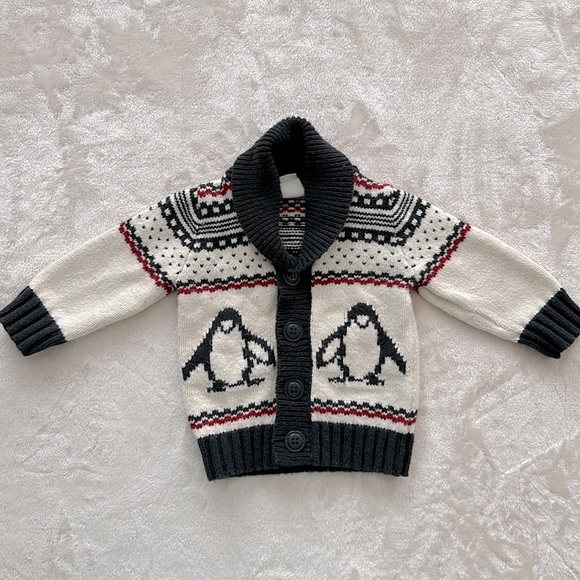 H&M Baby Boys Cotton Wool Penguin Cardigan Sweater Size 6-9 Months - Picture 6 of 6